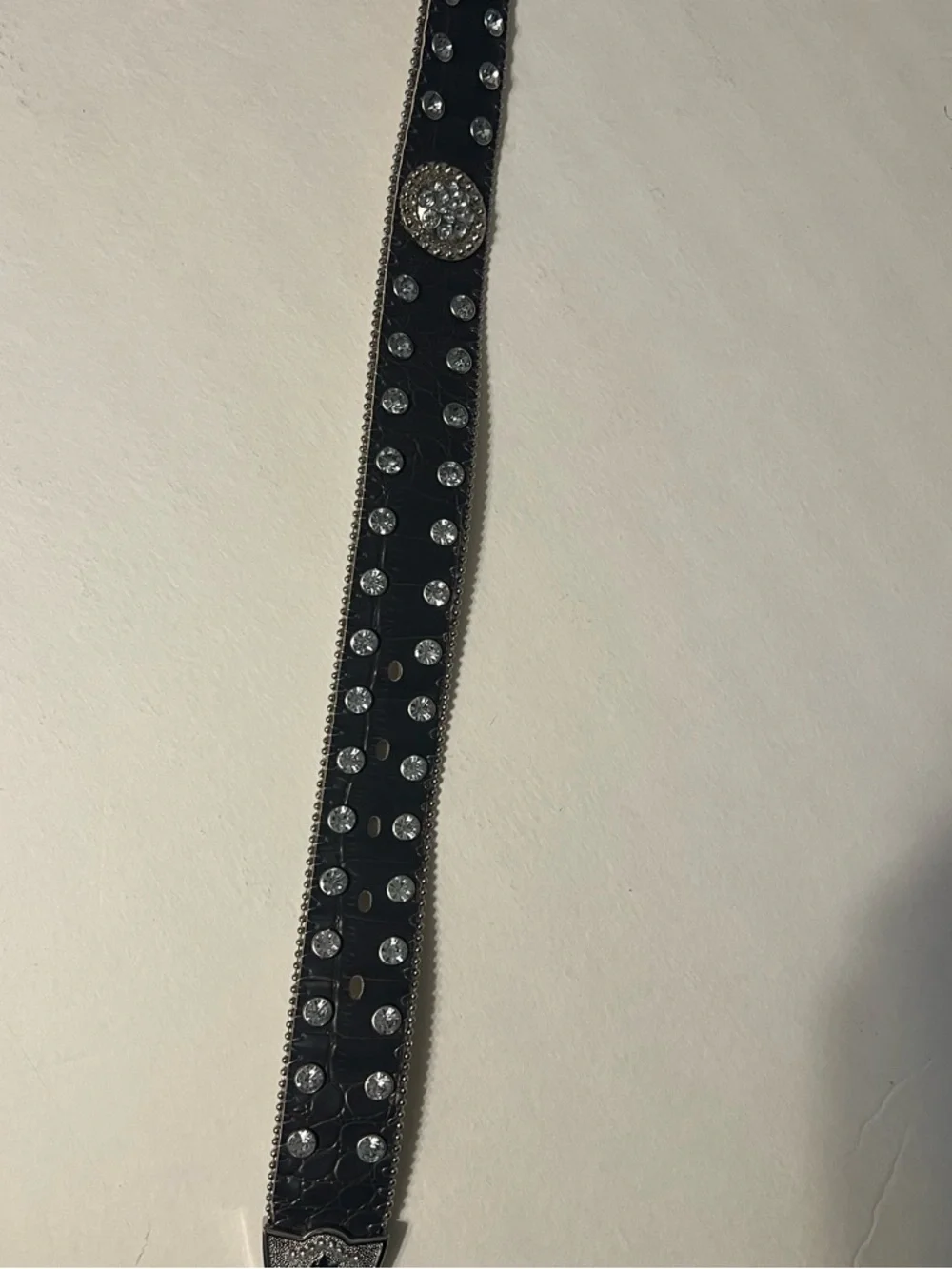 Girls Brown Rhinestone Stud Western Belt with Embellished Buckle